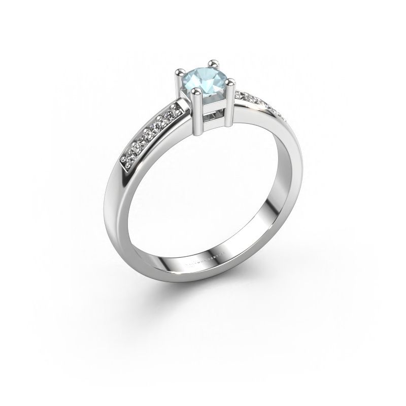 Verlovingsring Eline 2 950 platina aquamarijn 3.7 mm