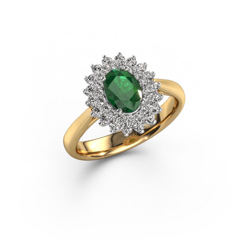 Verlovingsring Alina 1 585 goud smaragd 7x5 mm