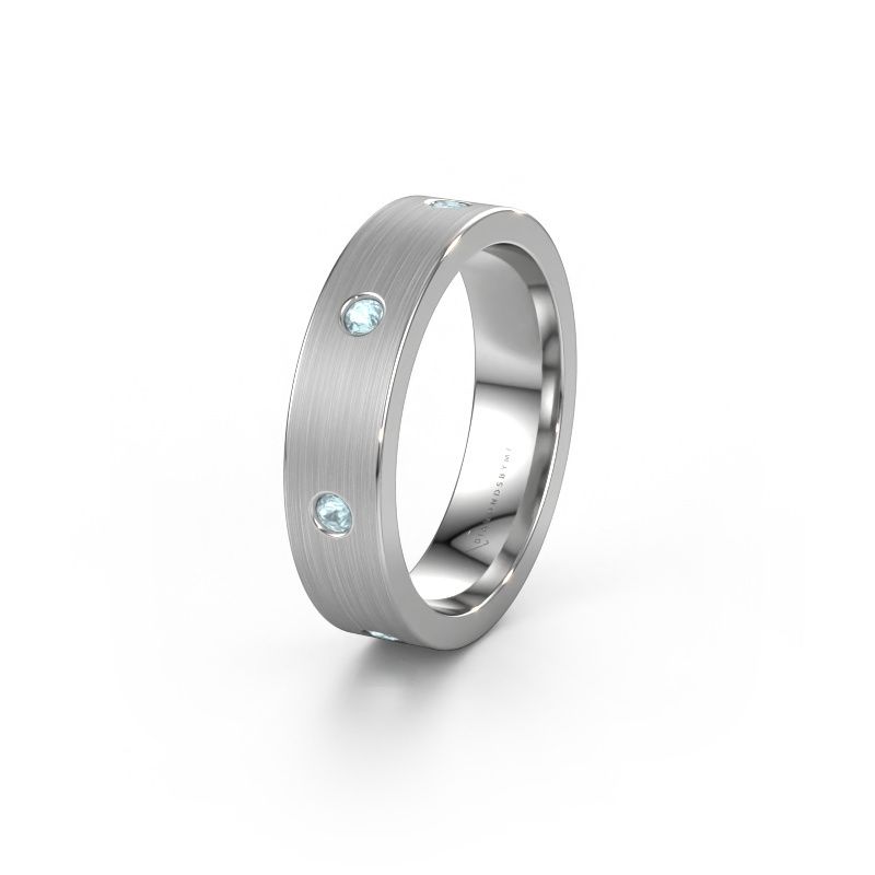Trouwring WH0105L15BM 585 witgoud aquamarijn 2 mm ±5x2 mm