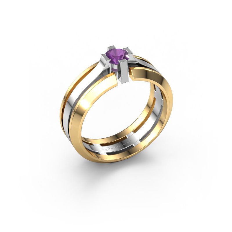 Bague pour homme Sem 585 or blanc améthyste 4.7 mm
