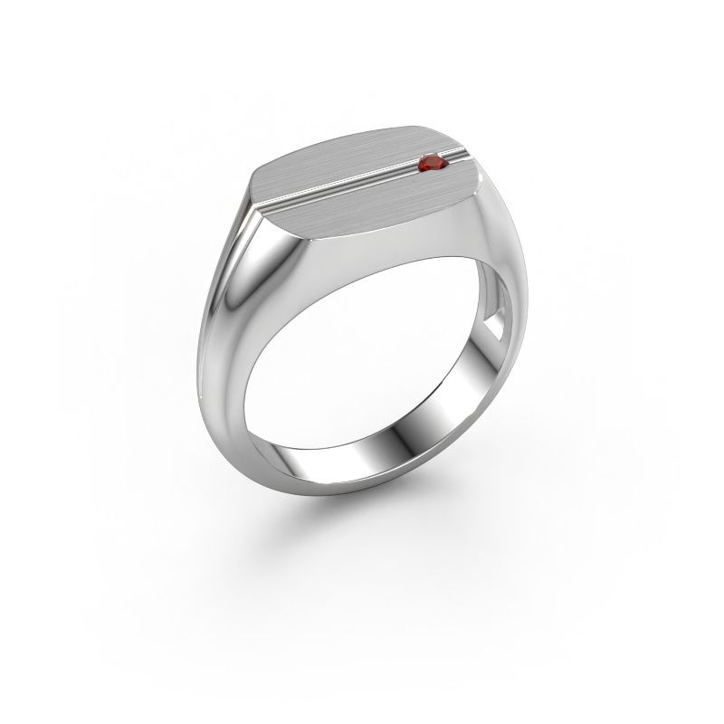 Men's ring Stijn 585 white gold garnet 2 mm