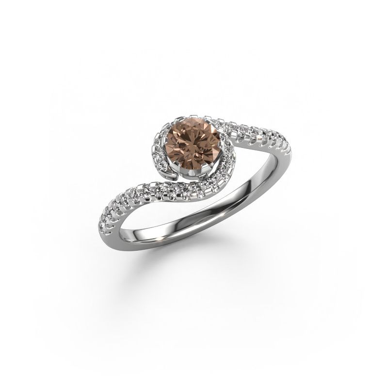 Afbeelding van Verlovingsring Elli 585 witgoud bruine diamant 0.752 crt