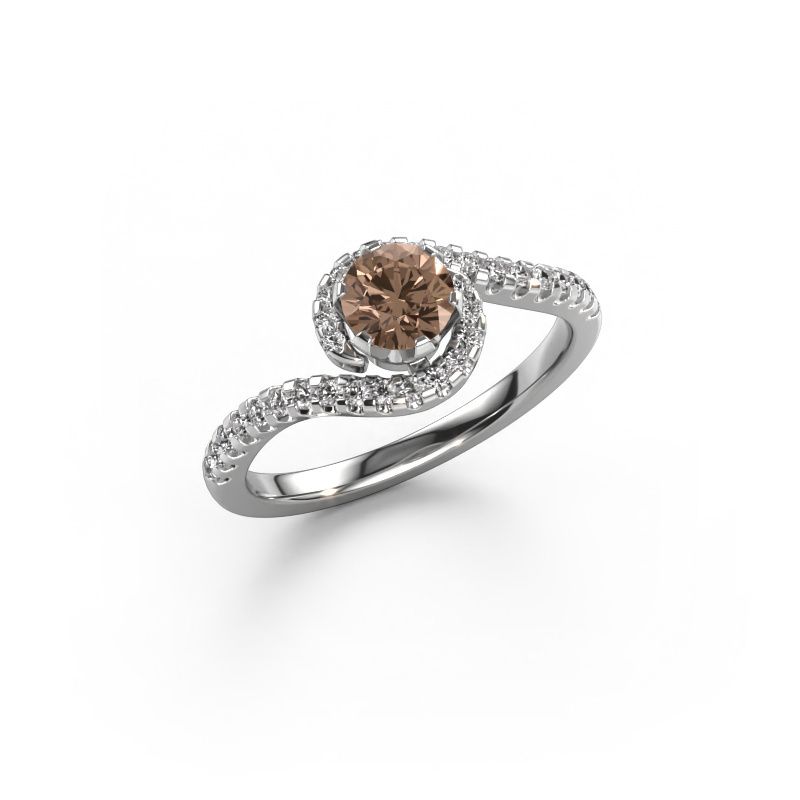 Verlovingsring Elli 585 witgoud bruine diamant 0.752 crt