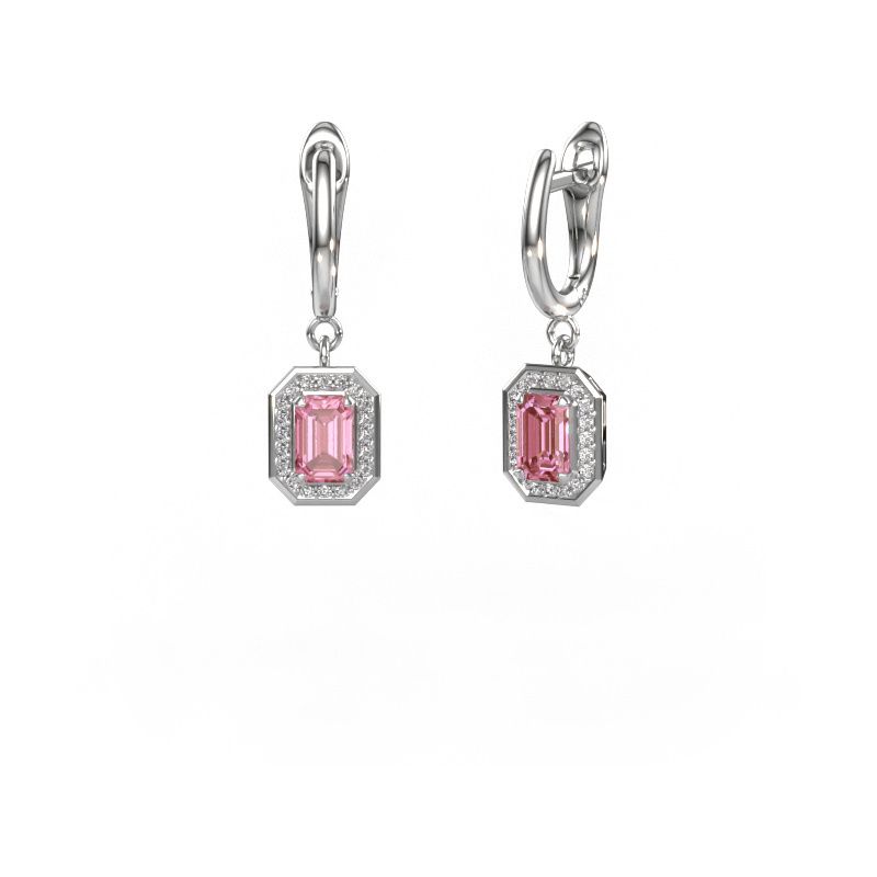 Drop earrings Dodie 1 585 white gold pink lab grown diamond 6x4 mm