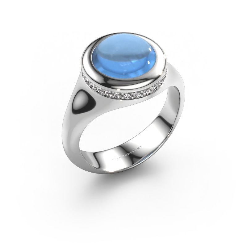 Ring Lesli RND 950 platinum blue topaz 10 mm