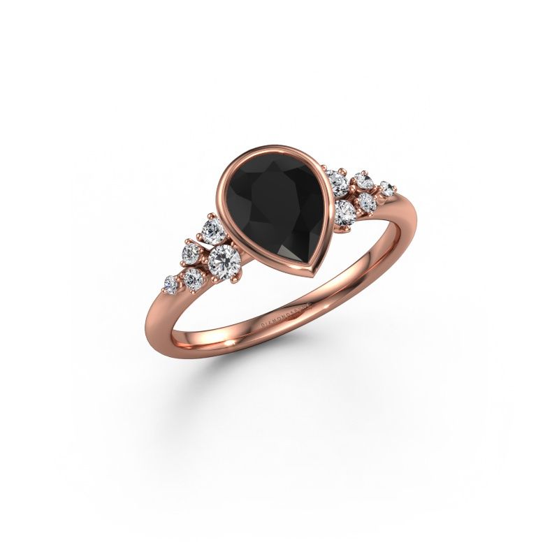 Bague de fiançailles Aliyah PER 585 or rose diamant noir 1.453 crt