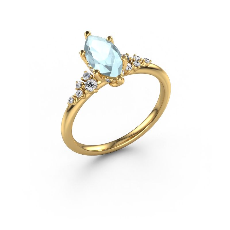 Engagement ring Emma MRQ 585 gold aquamarine 10x5 mm