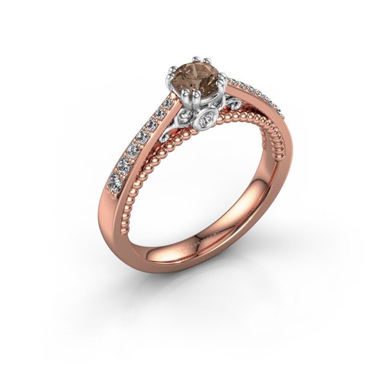 Afbeelding van Verlovingsring Rozella<br/>585 rosé goud<br/>Bruine diamant 0.518 crt