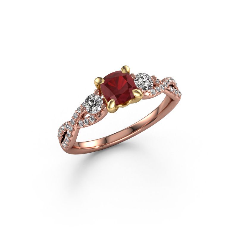 Engagement ring Marilou CUS 585 rose gold ruby 5 mm