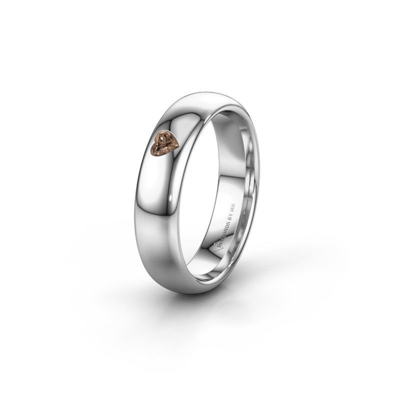 Afbeelding van Vriendschapsring WH0101L35BPHRT 585 witgoud bruine diamant ±5x2 mm