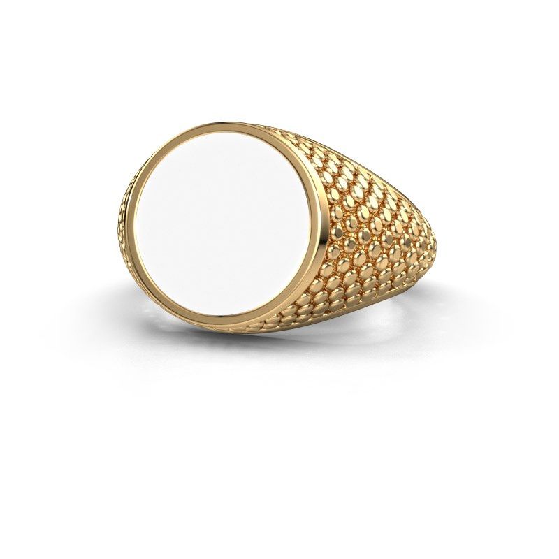 Image of Signet ring zachary 2<br/>585 gold<br/>white enamel 12 mm