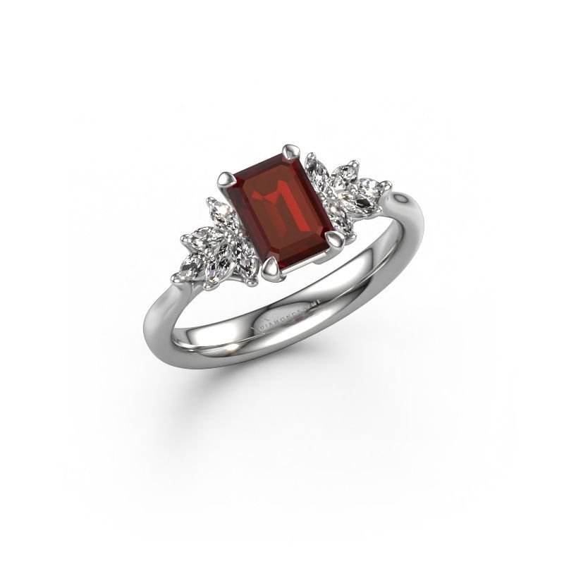 Engagement ring Fiona EME 585 white gold garnet 7x5 mm