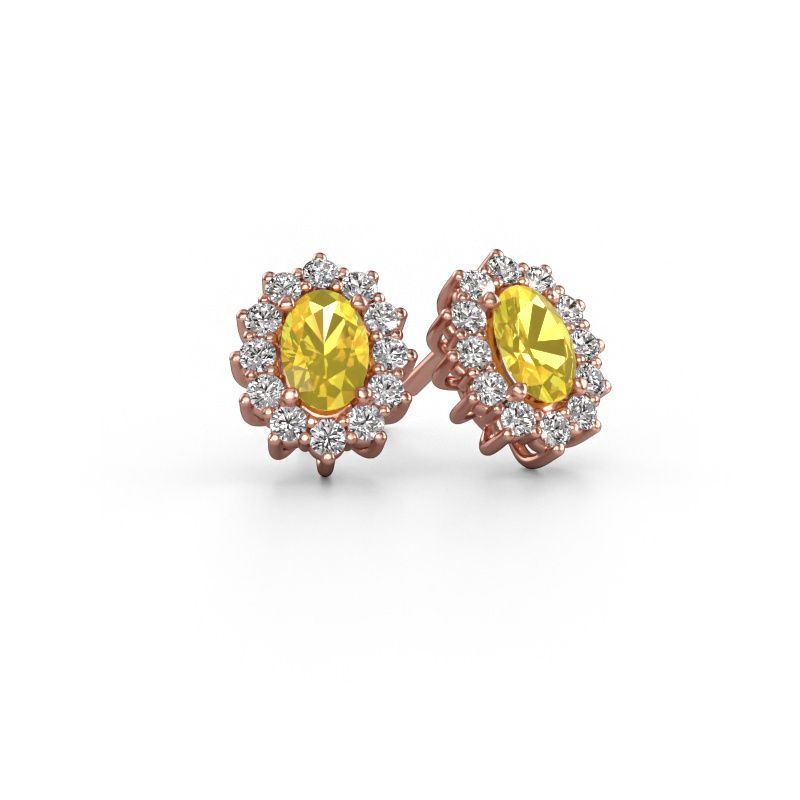 Earrings Margien 585 rose gold yellow sapphire 6x4 mm