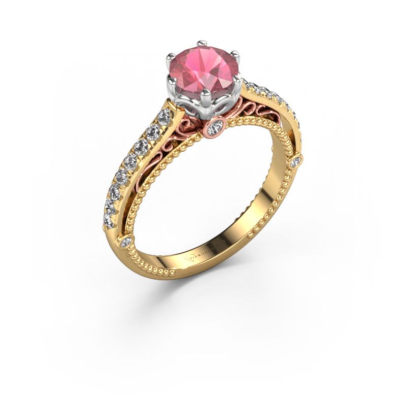 Engagement ring Venita 585 gold tourmaline pink 6.5 mm