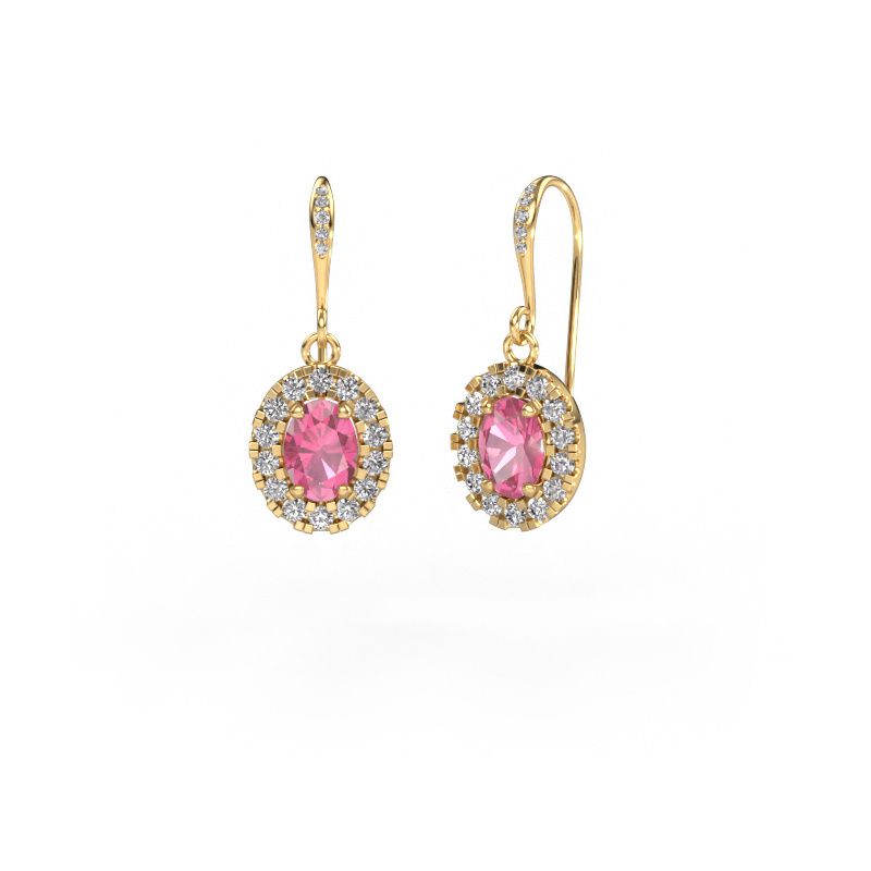 Pendants d'oreilles Jorinda 2 585 or jaune saphir rose 7x5 mm