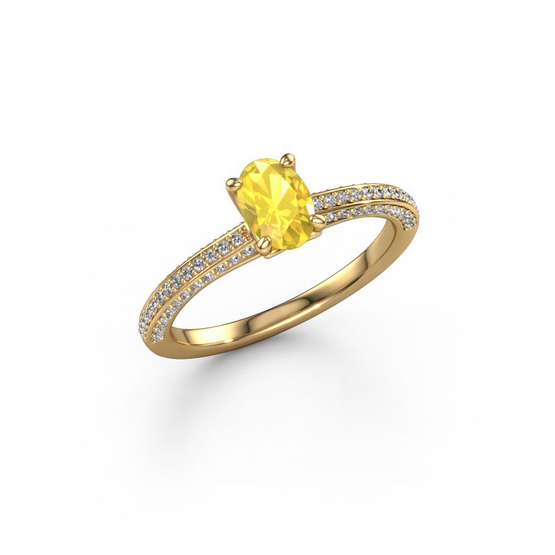 Verlobungsring Elenore ovl 585 Gold Gelb Saphir 6.5x4.5 mm