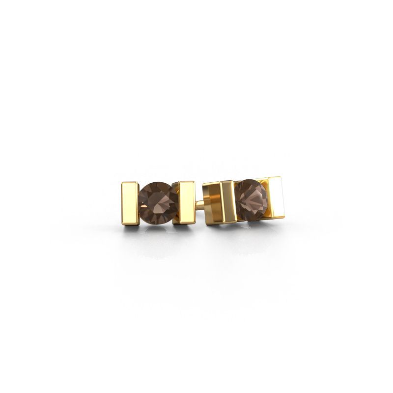 Stud earrings Lieve 585 gold smokey quartz 3.7 mm