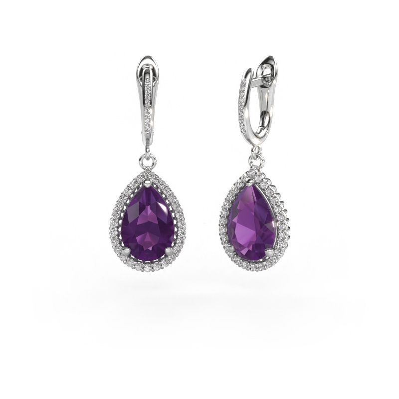 Pendants d'oreilles Tilly per 4 950 platine améthyste 12x8 mm