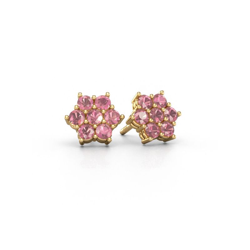 Stud earrings Bonita 585 gold tourmaline pink 2.4 mm
