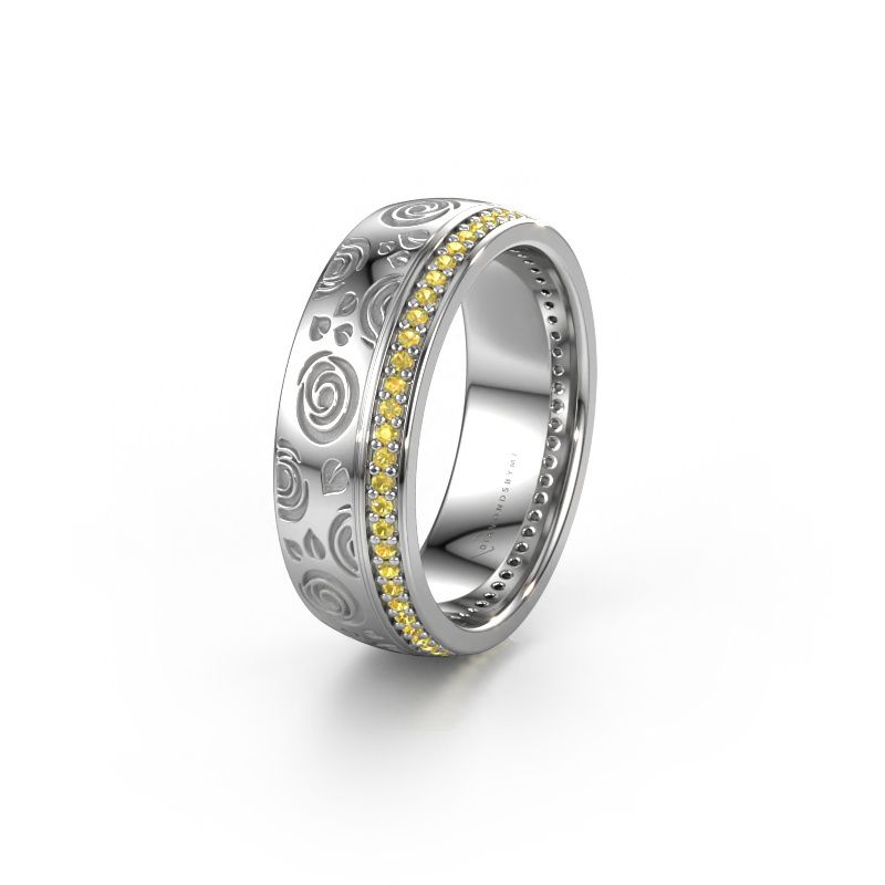 Wedding ring WH2066L27D 585 white gold yellow sapphire 1 mm ±7x2.4 mm