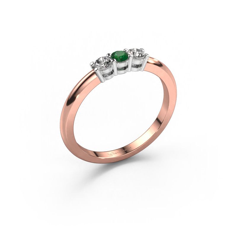 Bague Michelle 3 585 or rose emeraude 3.7 mm