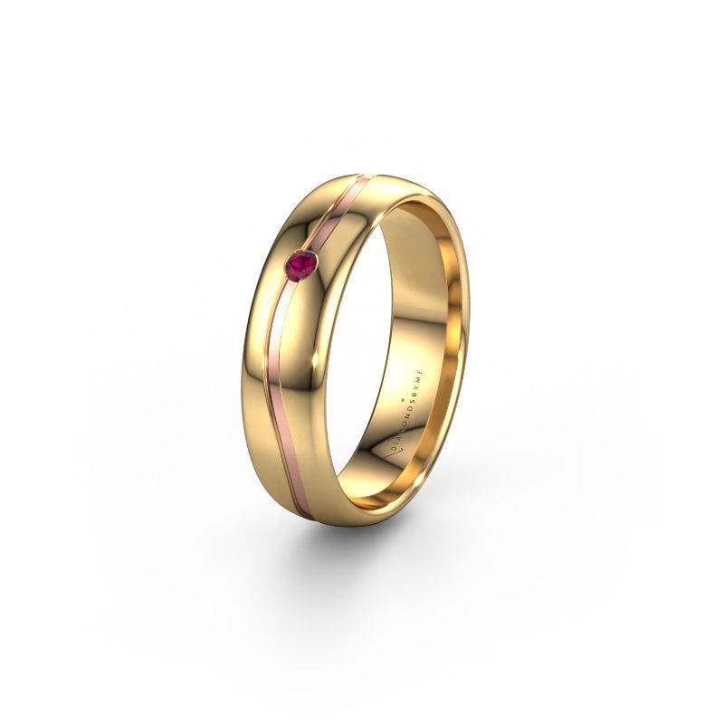 Wedding ring WH0905L35X 585 gold rhodolite ±5x1.7 mm