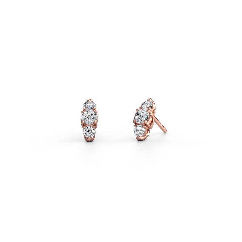 Boucles d'oreilles Amie 585 or rose diamant synthétique 0.90 crt