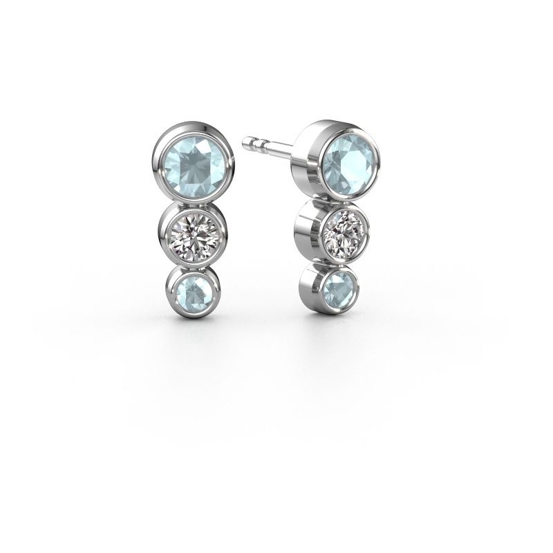 Stud earrings Linda 585 white gold aquamarine 4 mm