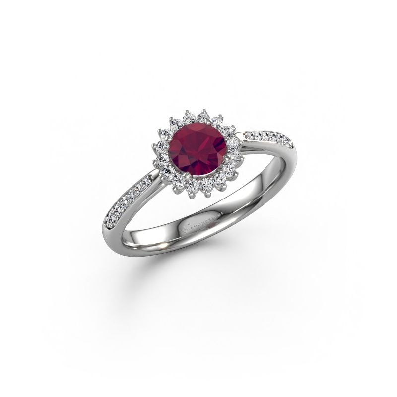 Verlobungsring Tilly RND 2 express 585 Weißgold Rhodolit 5 mm
