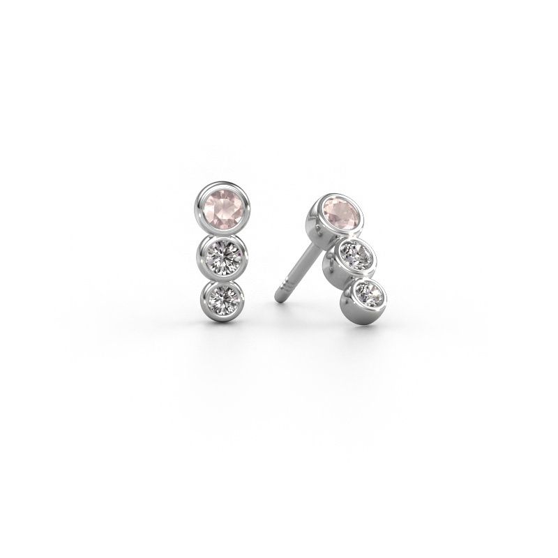 Boucles d'oreilles Felica 585 or blanc champagne morganite 2.7 mm