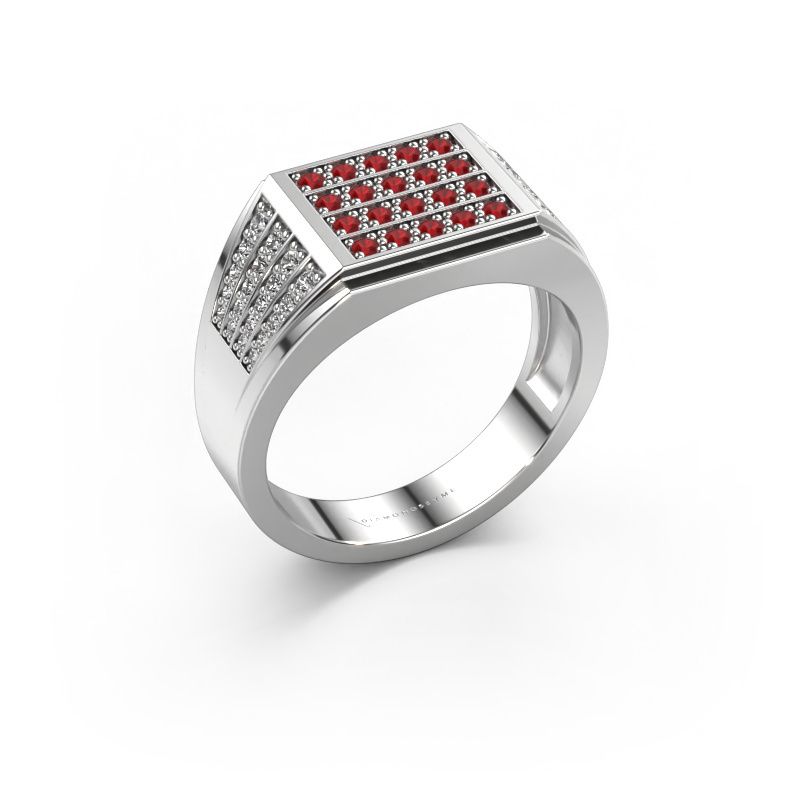 Men's ring Tim 585 white gold ruby 1.5 mm