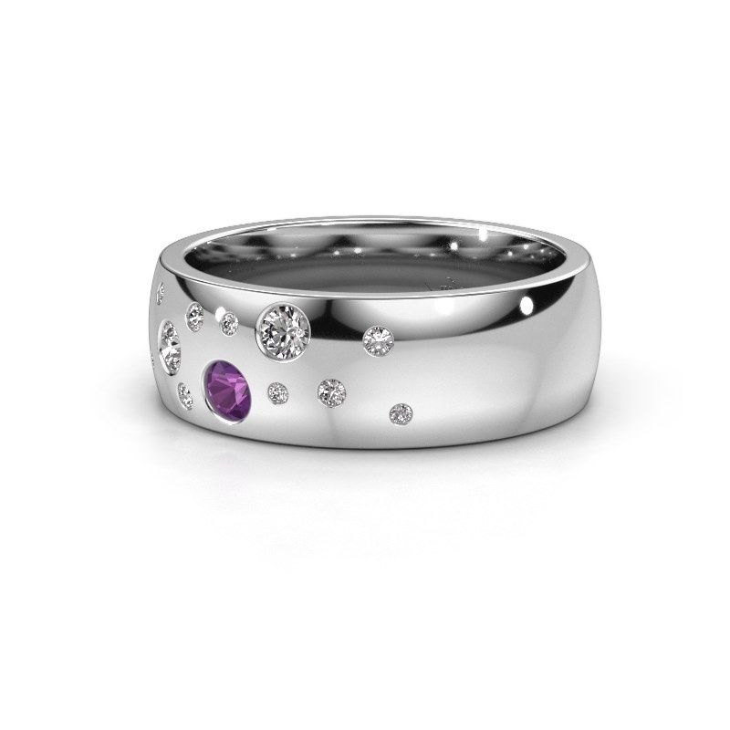 Image of Wedding ring WH0141L26BP<br/>950 platinum ±7x2 mm<br/>Amethyst