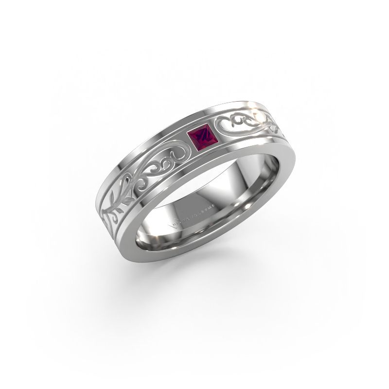 Bague pour homme Matijs 585 or blanc rhodolite 3 mm