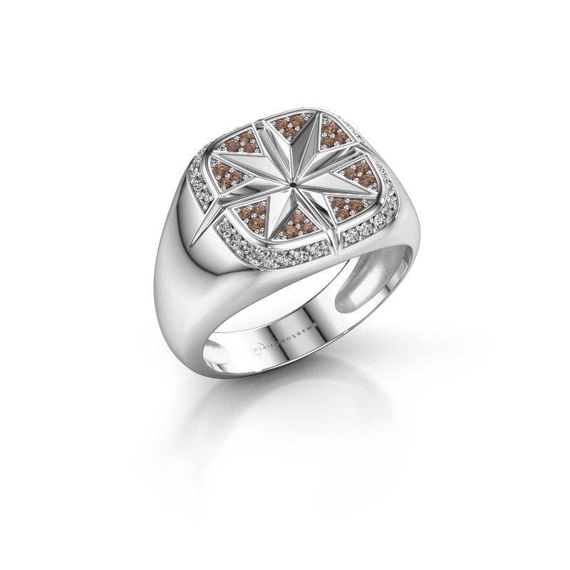 Afbeelding van Heren ring Ravi<br/>950 platina<br/>Bruine diamant 0.35 crt