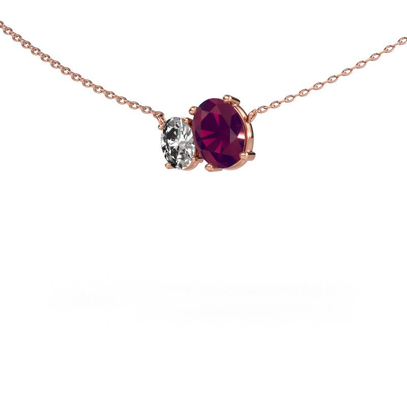 Anhänger Toi et Moi OVL OVL 585 Roségold Rhodolit 8x6 mm
