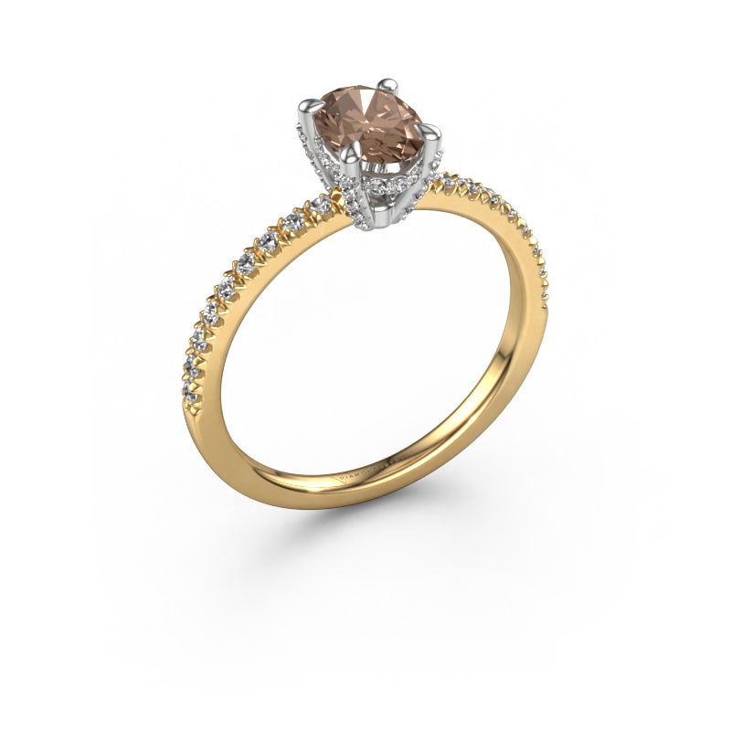 Engagement ring Saskia 1 OVL 585 gold brown diamond 0.98 crt