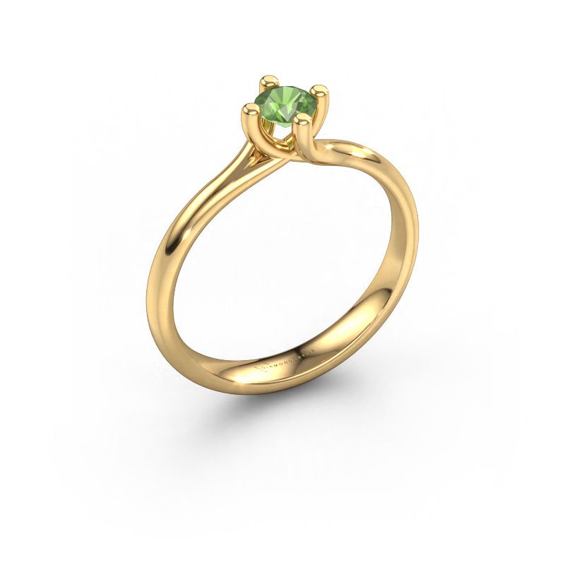 Verlobungsring Dewi Round 585 Gold Turmalin grün 4 mm