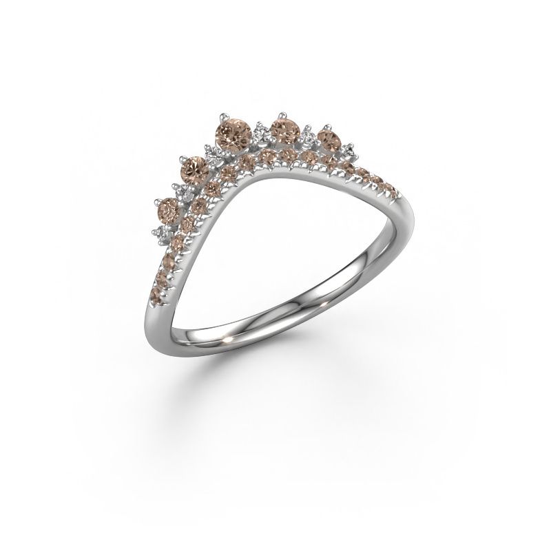 Bague superposable Nica C 585 or blanc diamant brun 0.33 crt