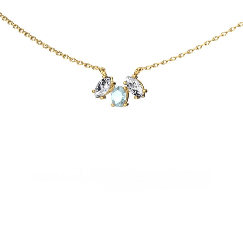 Collier Rachal 585 or jaune aigue-marine 4x3 mm