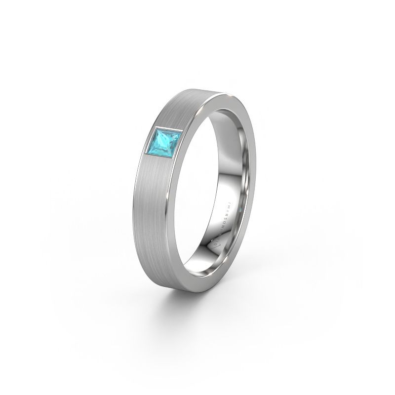 Vriendschapsring WH0101L14BMSQ 585 witgoud blauw topaas ±4x2 mm