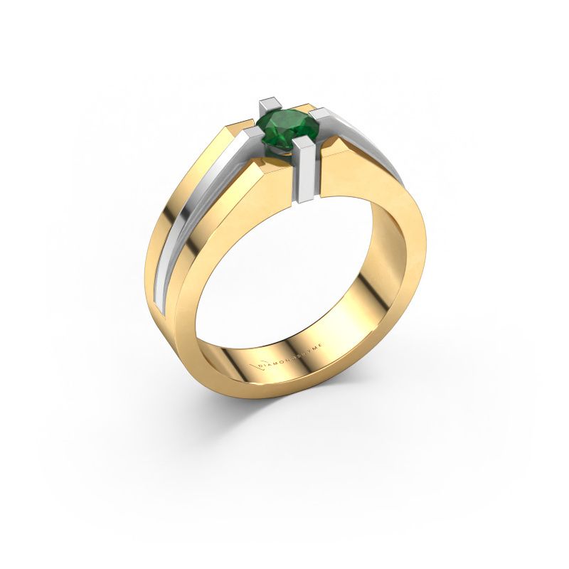Bague pour homme Kiro 585 or jaune emeraude 5 mm