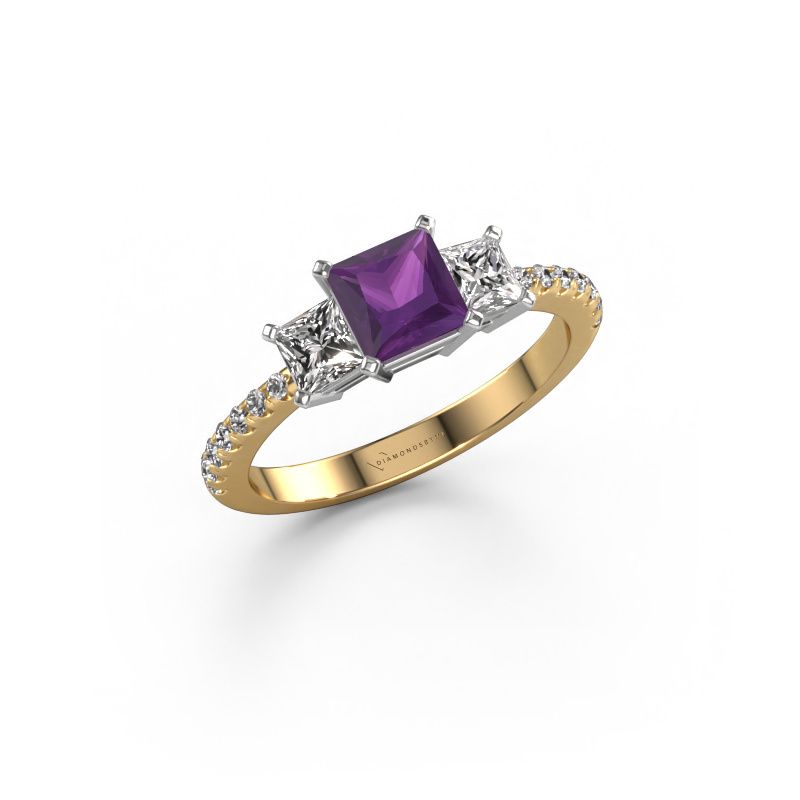 Bague de fiançailles Dorla 585 or jaune améthyste 5 mm