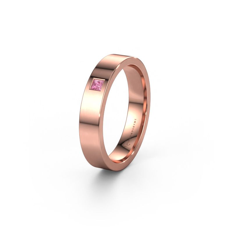 Trouwring WH0101L14APSQ 585 rosé goud roze saffier ±4x1.7 mm