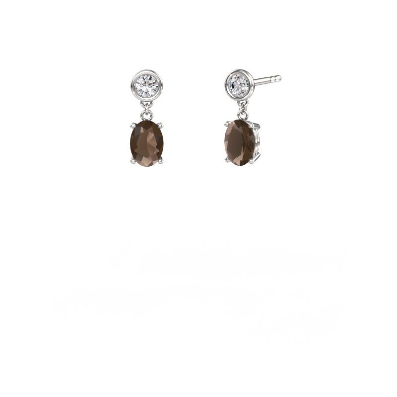 Pendants d'oreilles Lacey OVL 950 platine quartz fumé 7x5 mm