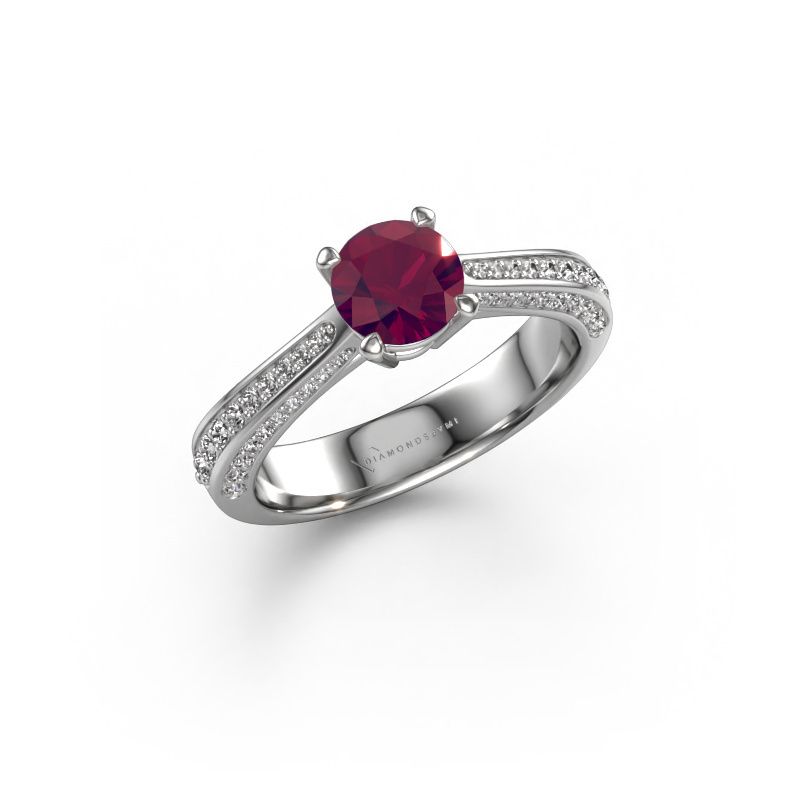 Verlobungsring Ruby rnd 585 Weißgold Rhodolit 5.7 mm