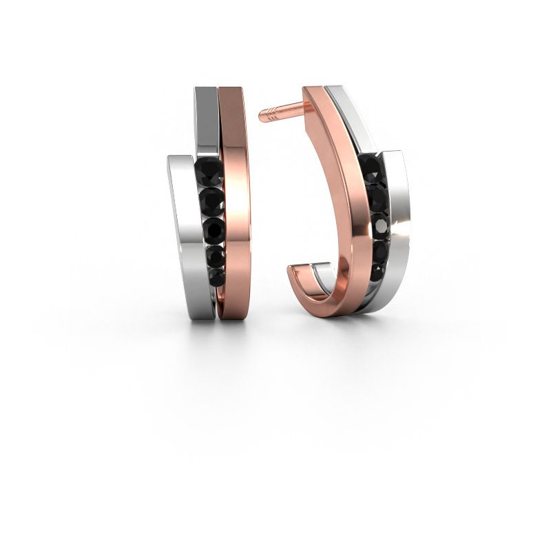 Ohrringe Cato 585 Roségold Schwarz Diamant 0.30 crt