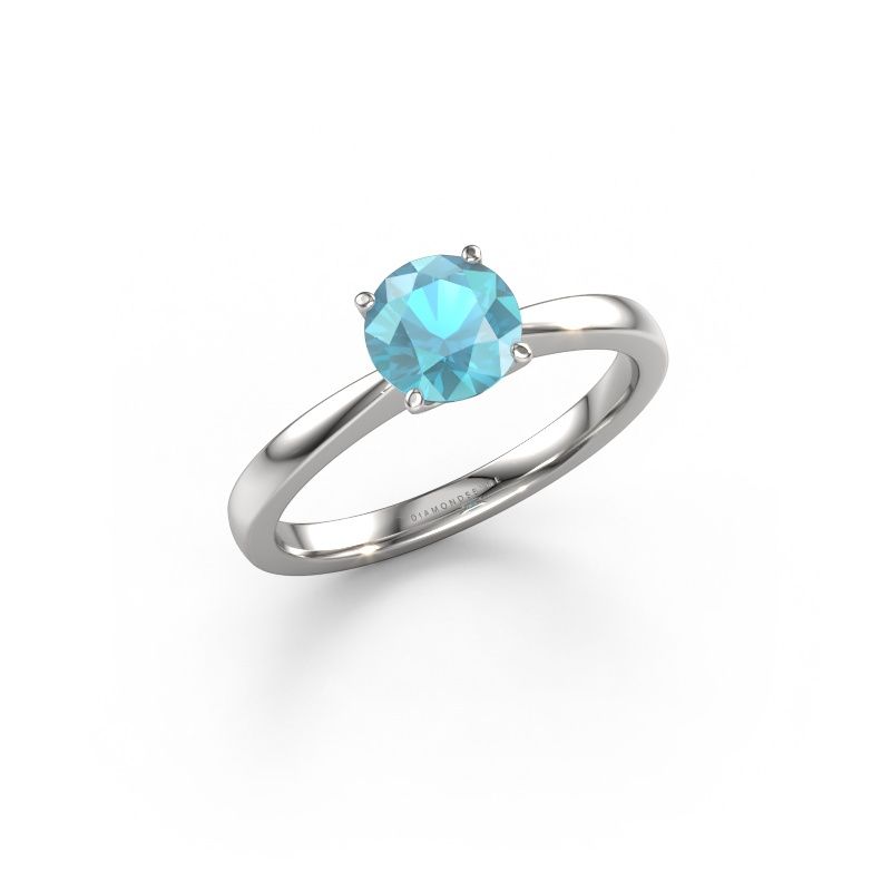 Engagement ring Kitty 950 platinum blue topaz 6.2 mm
