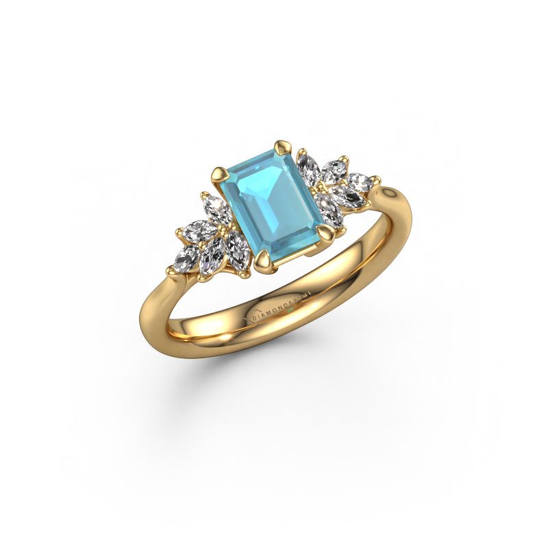 Engagement ring Fiona EME 585 gold blue topaz 7x5 mm