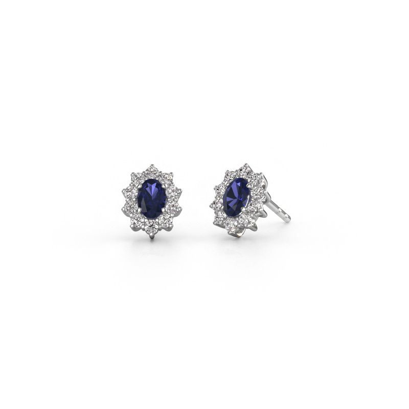 Boucles d'oreilles Leesa 585 or blanc saphir 6x4 mm