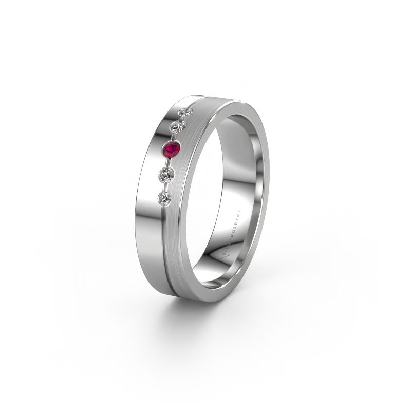 Trouwring WH0924L15APM 950 platina rhodoliet ±5x1.7 mm